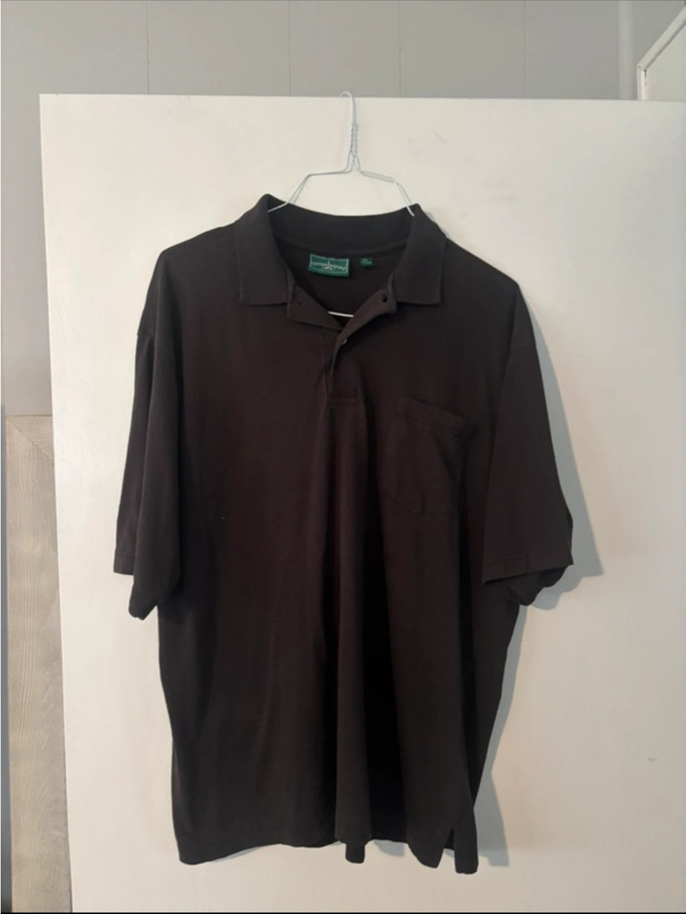 Men's Black Polo with Chest Pocket